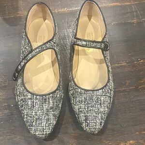 Monochrome Tweed Mary Jane Flats – Size 40 (US 9.5)– Chic & Comfortable